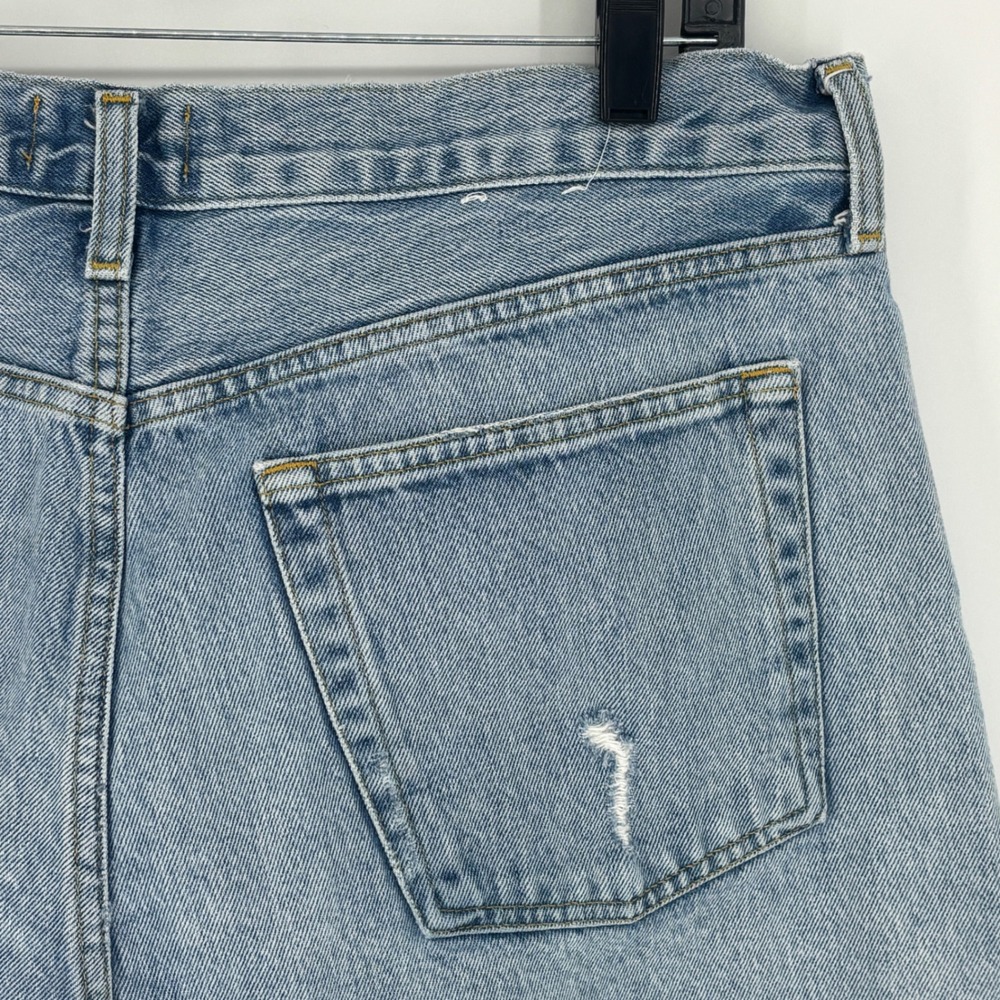 Agolde Parker Long Denim Shorts Swapmeet Light Blue Wash Women Size 31 Raw Hem - Picture 12 of 15